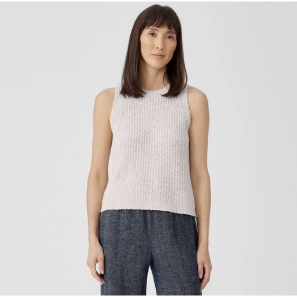 Eileen Fisher Knit Top Organic‎ Cotton & Cashmere Blend Size Large Minimalist